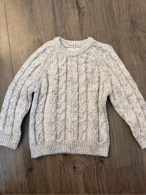 Zara Light Gray Cable Knit Crewneck Sweater